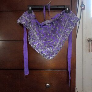Vibrant Purple Paisley Bandana Halter Top - Boho Festival Style